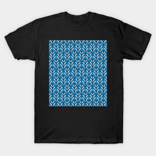 Art Deco Pattern no 36 - Blue - BOHO Feather Pattern T-Shirt